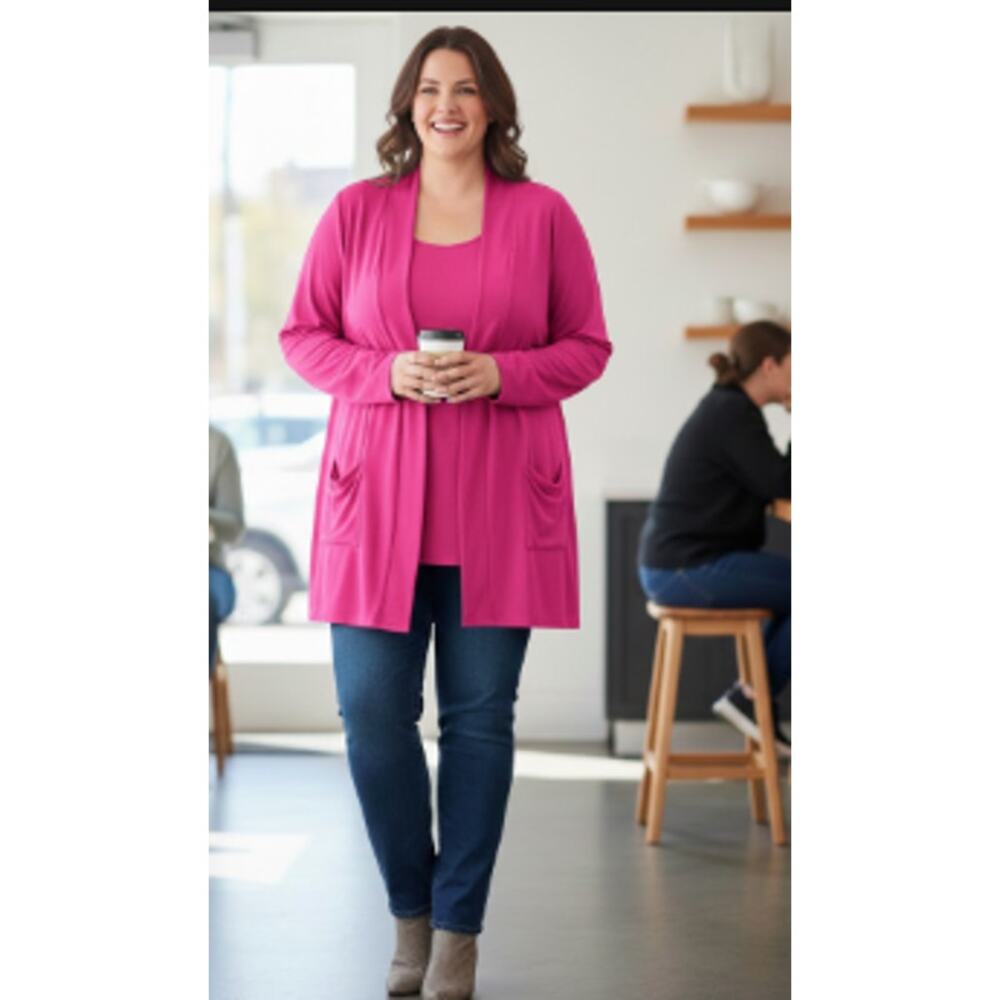 Franne Golde 2-Piece Jacket & Top Luxe Stretch Set Purple XXL